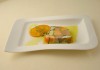 La terrina di tonno rosso, spigola e salmone, vinaigrette all'arancia